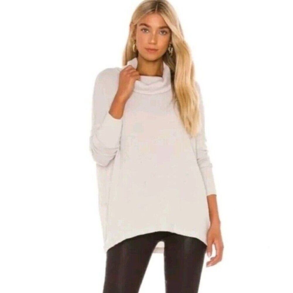 Free People Top Juicy Long Sleeve Size L oversized Ivory NWT Waffle Knit - Picture 7 of 11